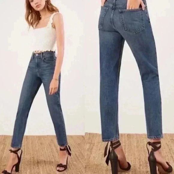 Reformation Julia High Cigarette Jean Baltic Wash Size 27 - Picture 5 of 6